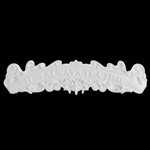 Aplique Em Resina Frase Its Always Tea Time 11,5x3 CM preto